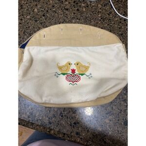 Vintage‎  Cross Stitch Birds Heart Tan Canvas Replacement Accessory